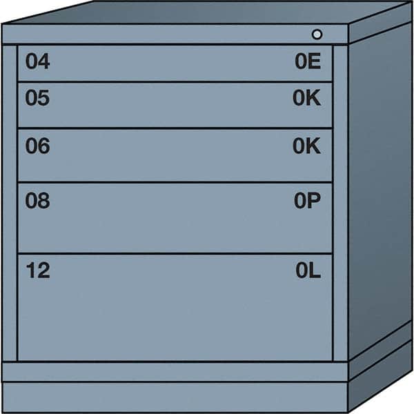 Lyon - 5 Drawer, Standard Bench Height - Single Drawer Access Cabinet - Steel, 30" Wide x 28-1/4" Deep x 33-1/4" High, Dove Gray - Benchmark Tooling
