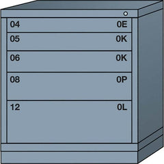 Lyon - 5 Drawer, Standard Bench Height - Multiple Drawer Access Cabinet - Steel, 30" Wide x 28-1/4" Deep x 33-1/4" High, Dove Gray - Benchmark Tooling
