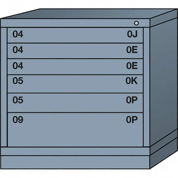 Lyon - 6 Drawer, Standard Table Height - Single Drawer Access Cabinet - Steel, 30" Wide x 28-1/4" Deep x 30-1/8" High, Dove Gray - Benchmark Tooling