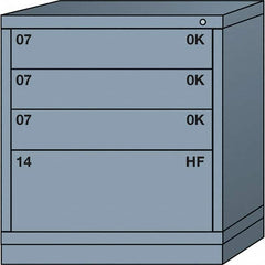 Lyon - 4 Drawer, Standard Bench Height - Single Drawer Access Cabinet - Steel, 30" Wide x 28-1/4" Deep x 33-1/4" High, Dove Gray - Benchmark Tooling