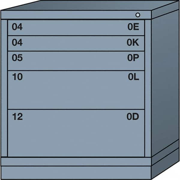 Lyon - 5 Drawer, Standard Bench Height - Multiple Drawer Access Cabinet - Steel, 30" Wide x 28-1/4" Deep x 33-1/4" High, Dove Gray - Benchmark Tooling