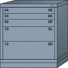 Lyon - 5 Drawer, Standard Bench Height - Multiple Drawer Access Cabinet - Steel, 30" Wide x 28-1/4" Deep x 33-1/4" High, Dove Gray - Benchmark Tooling