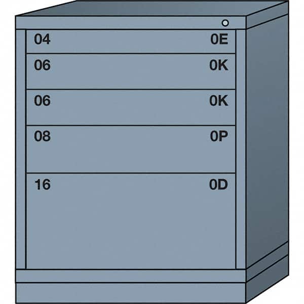 Lyon - 5 Drawer, Standard Mid-Range - Multiple Drawer Access Cabinet - Steel, 30" Wide x 28-1/4" Deep x 37-15/79" High, Dove Gray - Benchmark Tooling