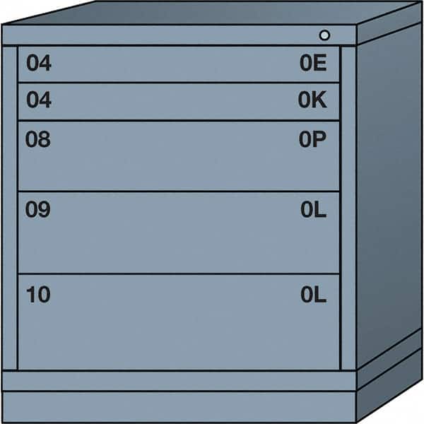 Lyon - 5 Drawer, Standard Bench Height - Multiple Drawer Access Cabinet - Steel, 30" Wide x 28-1/4" Deep x 33-1/4" High, Dove Gray - Benchmark Tooling