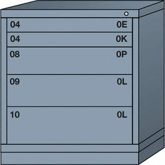 Lyon - 5 Drawer, Standard Bench Height - Single Drawer Access Cabinet - Steel, 30" Wide x 28-1/4" Deep x 33-1/4" High, Dove Gray - Benchmark Tooling