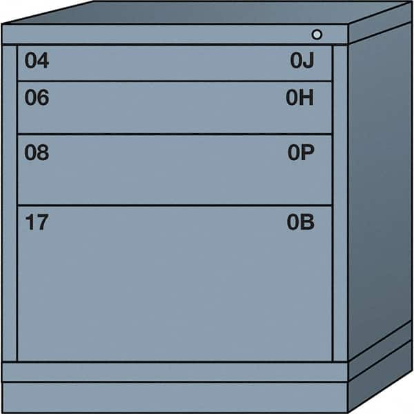 Lyon - 4 Drawer, Standard Bench Height - Multiple Drawer Access Cabinet - Steel, 30" Wide x 28-1/4" Deep x 33-1/4" High, Dove Gray - Benchmark Tooling