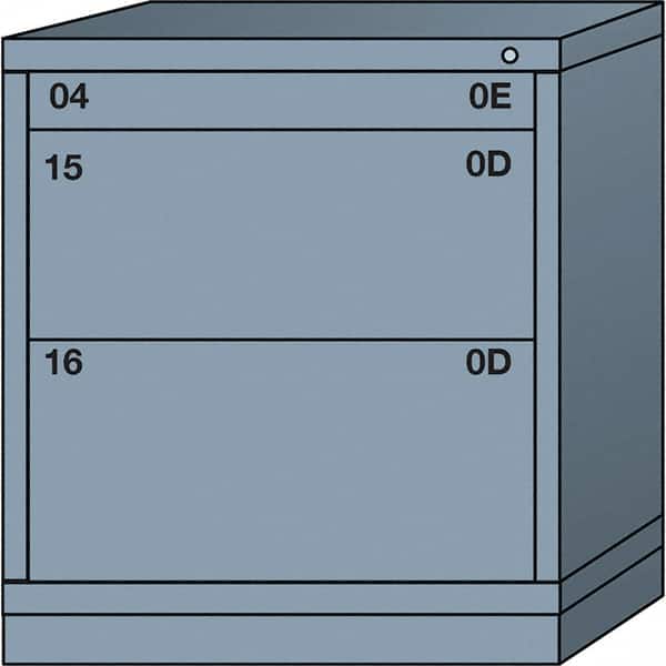 Lyon - 3 Drawer, Standard Bench Height - Single Drawer Access Cabinet - Steel, 30" Wide x 28-1/4" Deep x 33-1/4" High, Dove Gray - Benchmark Tooling