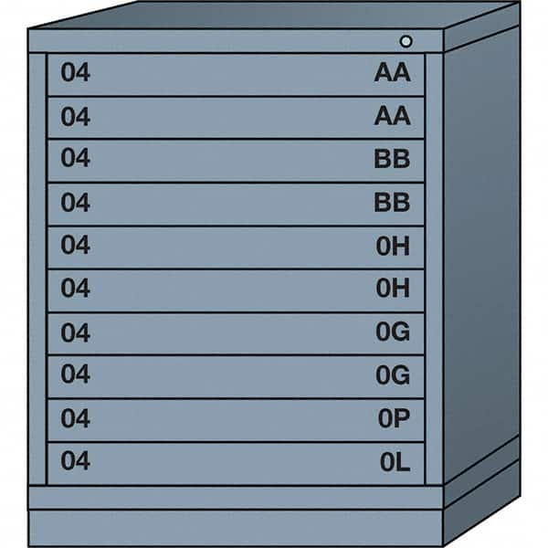 Lyon - 10 Drawer, Standard Mid-Range - Multiple Drawer Access Cabinet - Steel, 30" Wide x 28-1/4" Deep x 37-15/79" High, Dove Gray - Benchmark Tooling