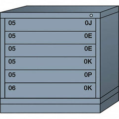 Lyon - 6 Drawer, Standard Table Height - Single Drawer Access Cabinet - Steel, 30" Wide x 28-1/4" Deep x 30-1/8" High, Dove Gray - Benchmark Tooling