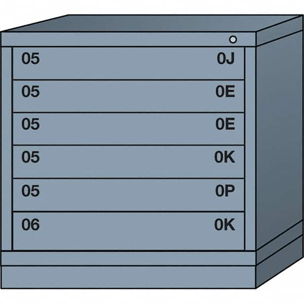 Lyon - 6 Drawer, Standard Table Height - Multiple Drawer Access Cabinet - Steel, 30" Wide x 28-1/4" Deep x 30-1/8" High, Dove Gray - Benchmark Tooling