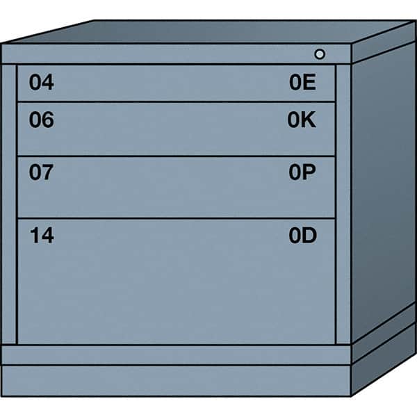 Lyon - 4 Drawer, Standard Table Height - Single Drawer Access Cabinet - Steel, 30" Wide x 28-1/4" Deep x 30-1/8" High, Dove Gray - Benchmark Tooling