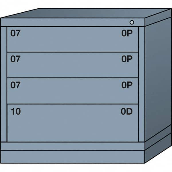 Lyon - 4 Drawer, Standard Table Height - Single Drawer Access Cabinet - Steel, 30" Wide x 28-1/4" Deep x 30-1/8" High, Dove Gray - Benchmark Tooling