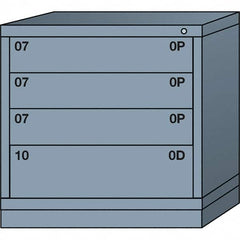 Lyon - 4 Drawer, Standard Table Height - Single Drawer Access Cabinet - Steel, 30" Wide x 28-1/4" Deep x 30-1/8" High, Dove Gray - Benchmark Tooling
