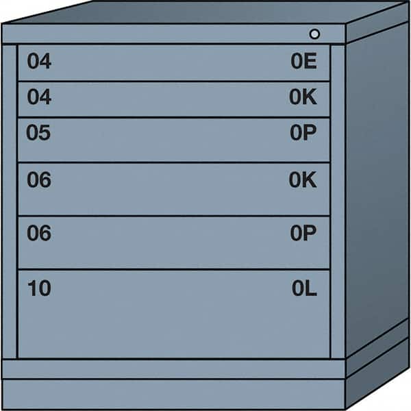Lyon - 6 Drawer, Standard Bench Height - Multiple Drawer Access Cabinet - Steel, 30" Wide x 28-1/4" Deep x 33-1/4" High, Dove Gray - Benchmark Tooling