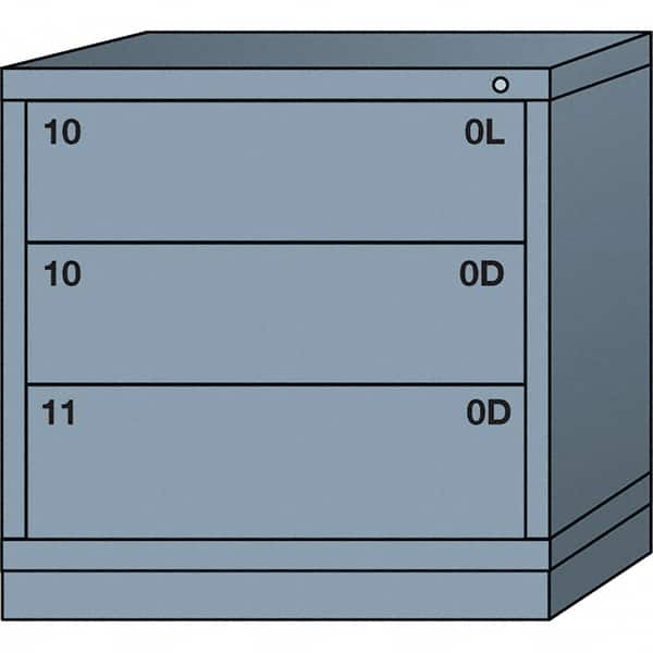Lyon - 3 Drawer, Standard Table Height - Single Drawer Access Cabinet - Steel, 30" Wide x 28-1/4" Deep x 30-1/8" High, Dove Gray - Benchmark Tooling