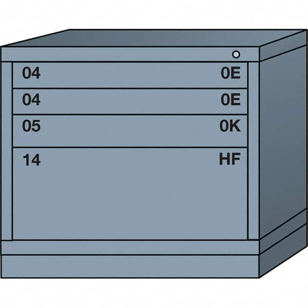 Lyon - 4 Drawer, Standard Desk Height - Single Drawer Access Cabinet - Steel, 30" Wide x 28-1/4" Deep x 26-7/8" High, Dove Gray - Benchmark Tooling
