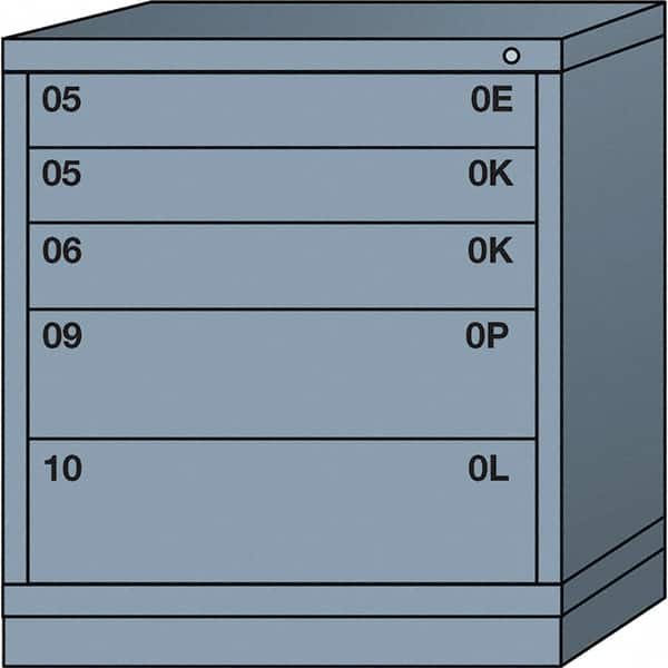 Lyon - 5 Drawer, Standard Bench Height - Single Drawer Access Cabinet - Steel, 30" Wide x 28-1/4" Deep x 33-1/4" High, Dove Gray - Benchmark Tooling
