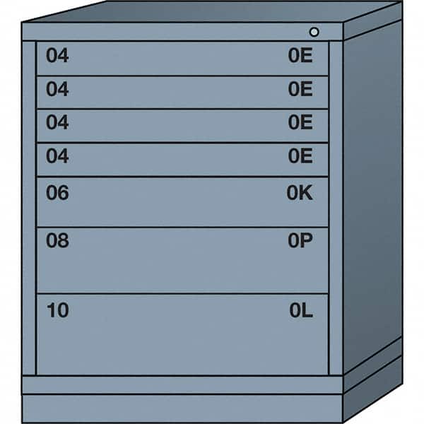 Lyon - 7 Drawer, Standard Mid-Range - Multiple Drawer Access Cabinet - Steel, 30" Wide x 28-1/4" Deep x 37-15/79" High, Dove Gray - Benchmark Tooling
