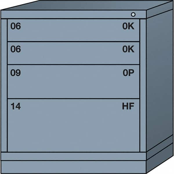 Lyon - 4 Drawer, Standard Bench Height - Multiple Drawer Access Cabinet - Steel, 30" Wide x 28-1/4" Deep x 33-1/4" High, Dove Gray - Benchmark Tooling