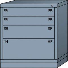 Lyon - 4 Drawer, Standard Bench Height - Multiple Drawer Access Cabinet - Steel, 30" Wide x 28-1/4" Deep x 33-1/4" High, Dove Gray - Benchmark Tooling