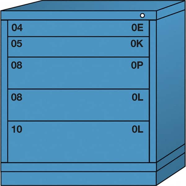 Lyon - 5 Drawer, Standard Bench Height - Multiple Drawer Access Cabinet - Steel, 30" Wide x 28-1/4" Deep x 33-1/4" High, Wedgewood Blue - Benchmark Tooling