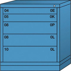 Lyon - 5 Drawer, Standard Bench Height - Single Drawer Access Cabinet - Steel, 30" Wide x 28-1/4" Deep x 33-1/4" High, Wedgewood Blue - Benchmark Tooling