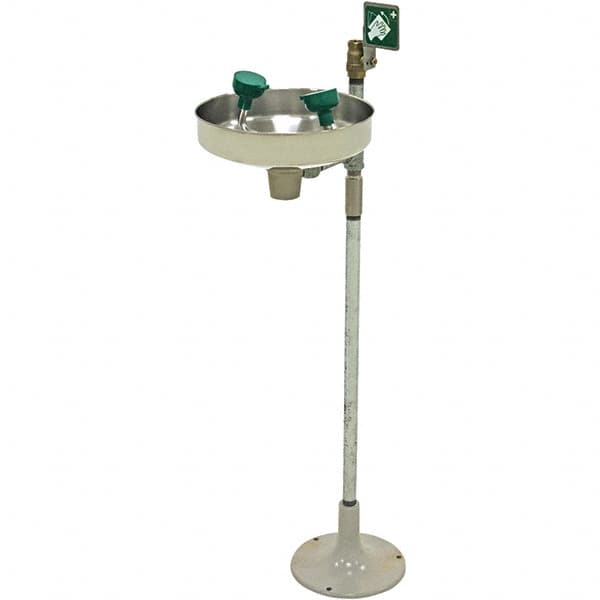 Haws - 11" Wide x 40" High, Pedestal Mount, Stainless Steel Bowl, Eyewash Station - 5 GPM Flow Rate - Benchmark Tooling