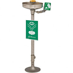 Haws - 15" Wide x 40" High, Pedestal Mount, Stainless Steel Bowl, Eye & Face Wash Station - 11" Inlet, 3.7 GPM Flow Rate - Benchmark Tooling