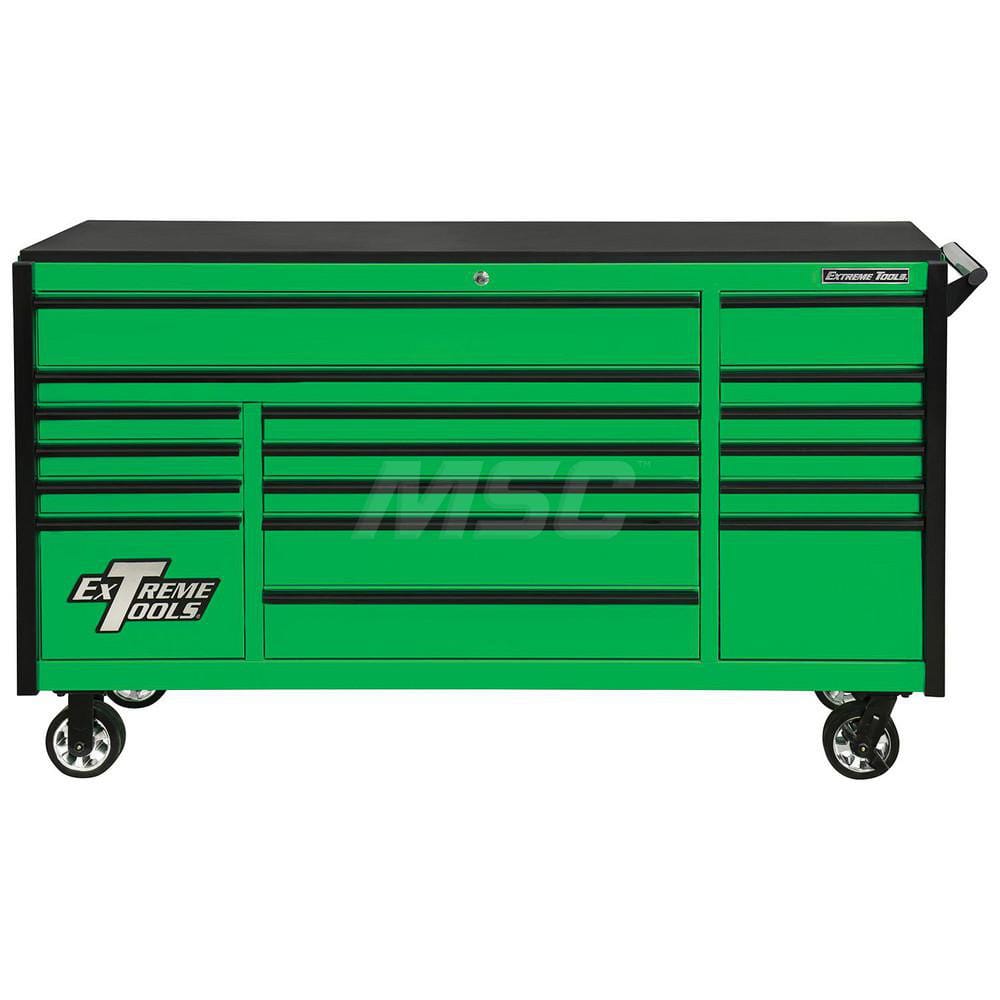 Tool Roller Cabinet: 17 Drawers Green & Black