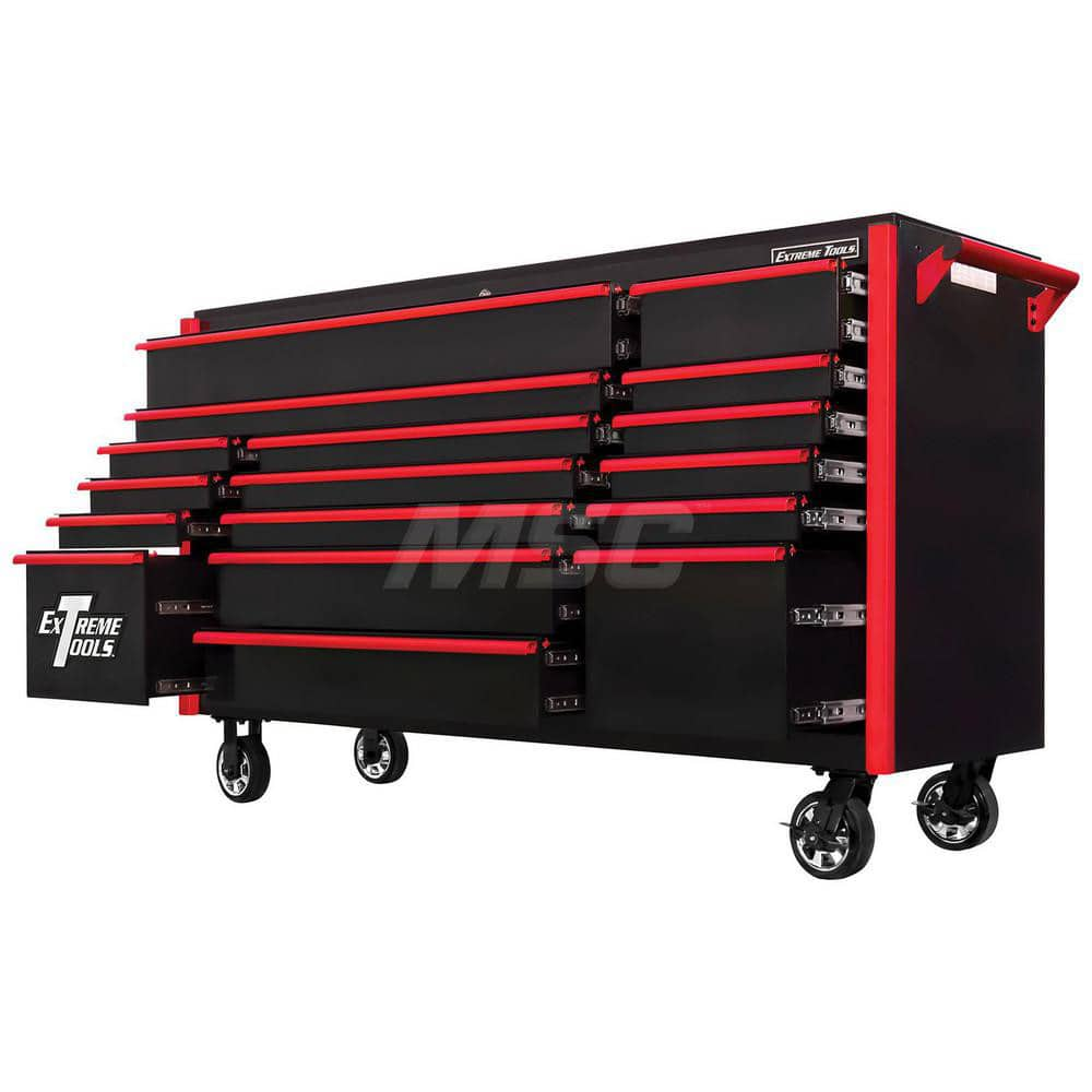 Tool Roller Cabinet: 17 Drawers Black & Red