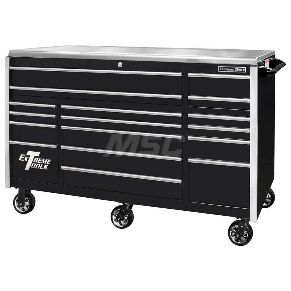 Tool Roller Cabinet: 17 Drawers Black