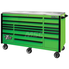 Tool Roller Cabinet: 17 Drawers Green & Black