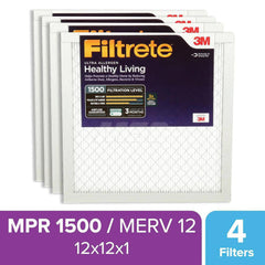 Pleated Air Filter: 12 x 12 x 1″, MERV 12, 90% Efficiency Polypropylene