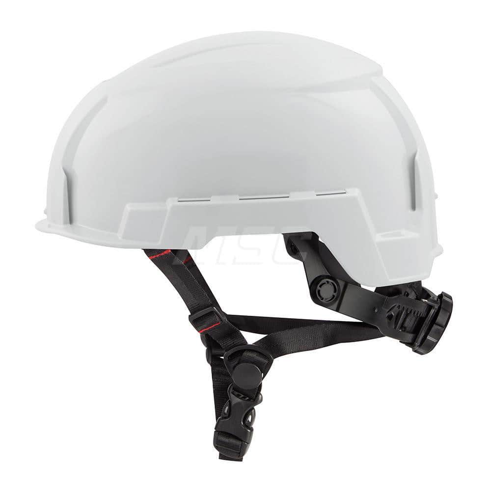 Hard Hat: Impact Resistant, Climbing, Class E, 2-Point Suspension White, Polyethylene