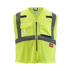 High Visibility Vest: Large & X-Large Yellow, Zipper Closure