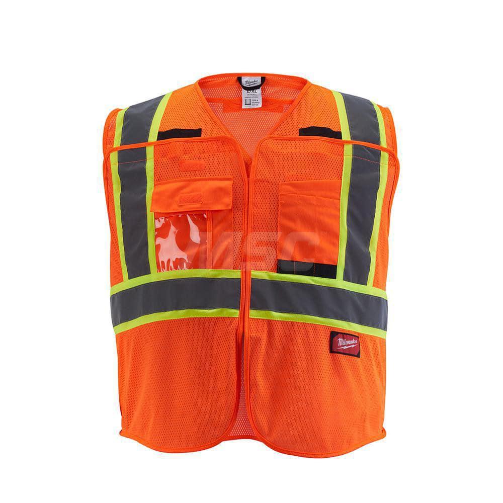 High Visibility Vest: 4X & 5X-Large Orange, Zipper Closure