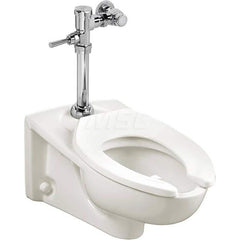 Toilets; Type: Toilet with Exposed Manual Flush Valve; Bowl Shape: Elongated; Mounting Style: Wall; Gallons Per Flush: 1.6; Overall Height: 28-1/2; Overall Width: 14; Overall Depth: 26; Rim Height: 15; Trapway Size: 2-1/8; Rough In Size: 11.50; Material: