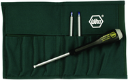 4 Piece - ESD Safe Interchangeable Blade Set Includes ESD Safe Handle - #10891 - Slotted 3; 4; 6 and Phillips #0; 1 & 2 Blades in Canvas Pouch - Benchmark Tooling