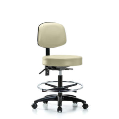 Lab Stool: Vinyl, 25″ Seat Width, 25″ Seat Depth Round Height