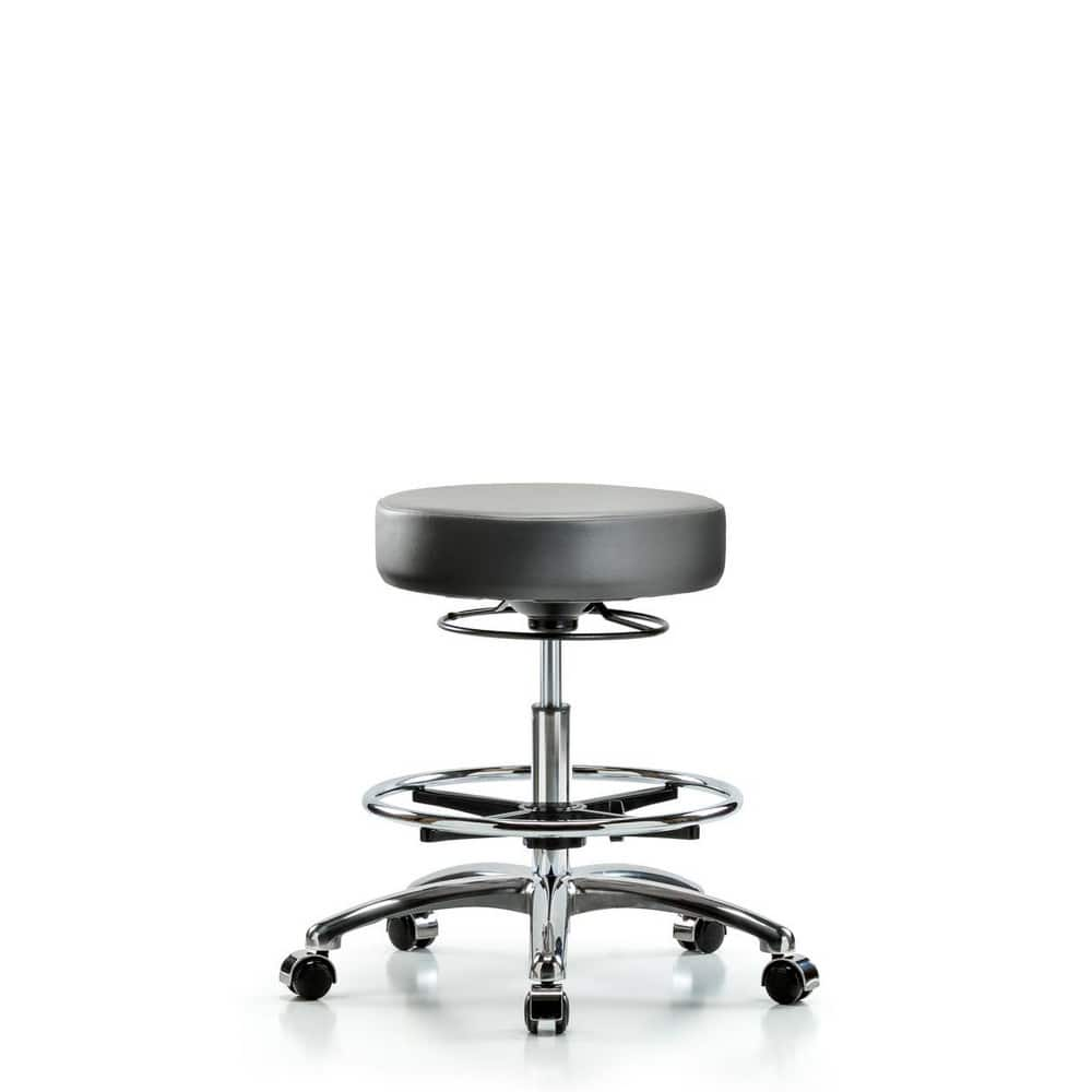 Lab Stool: Vinyl, 25″ Seat Width, 25″ Seat Depth Round Height