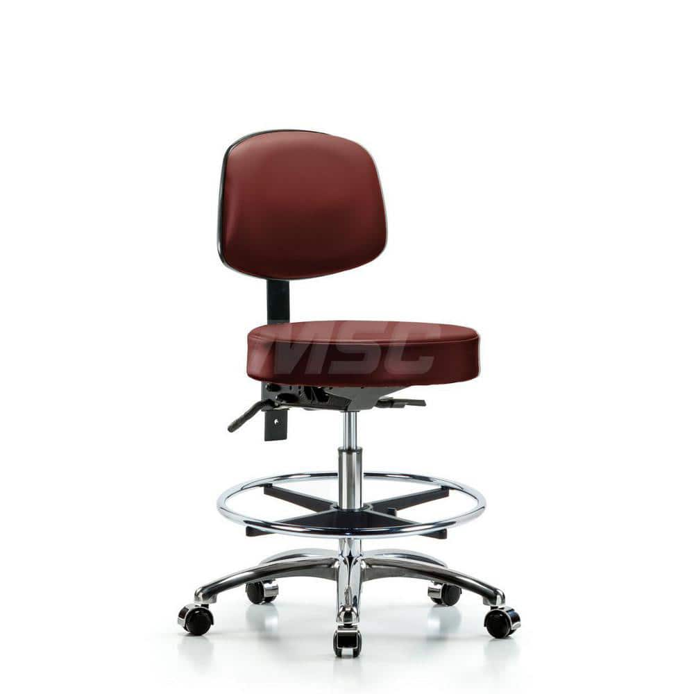 Lab Stool: Vinyl, 25″ Seat Width, 25″ Seat Depth Round Height