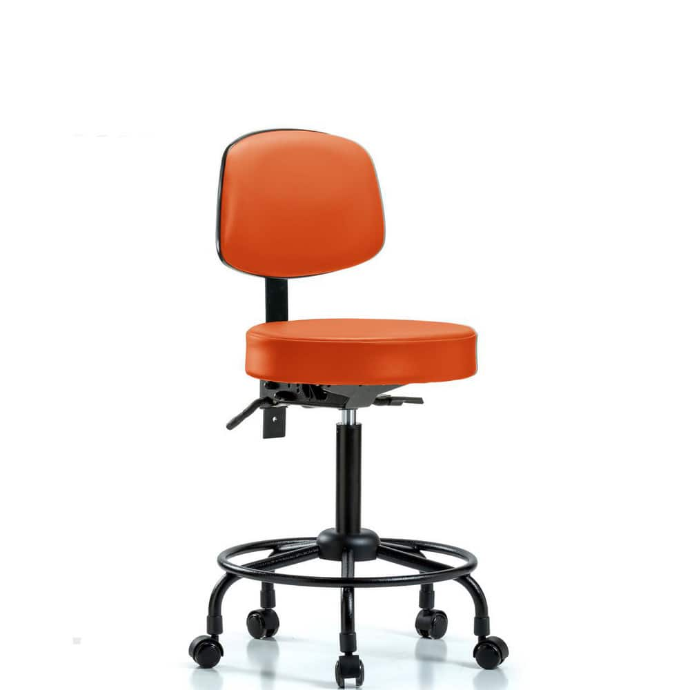 Lab Stool: Vinyl, 25″ Seat Width, 25″ Seat Depth Round Height