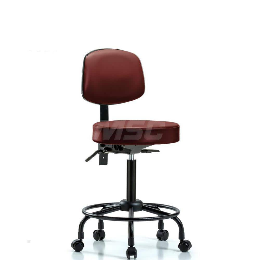 Lab Stool: Vinyl, 25″ Seat Width, 25″ Seat Depth Round Height