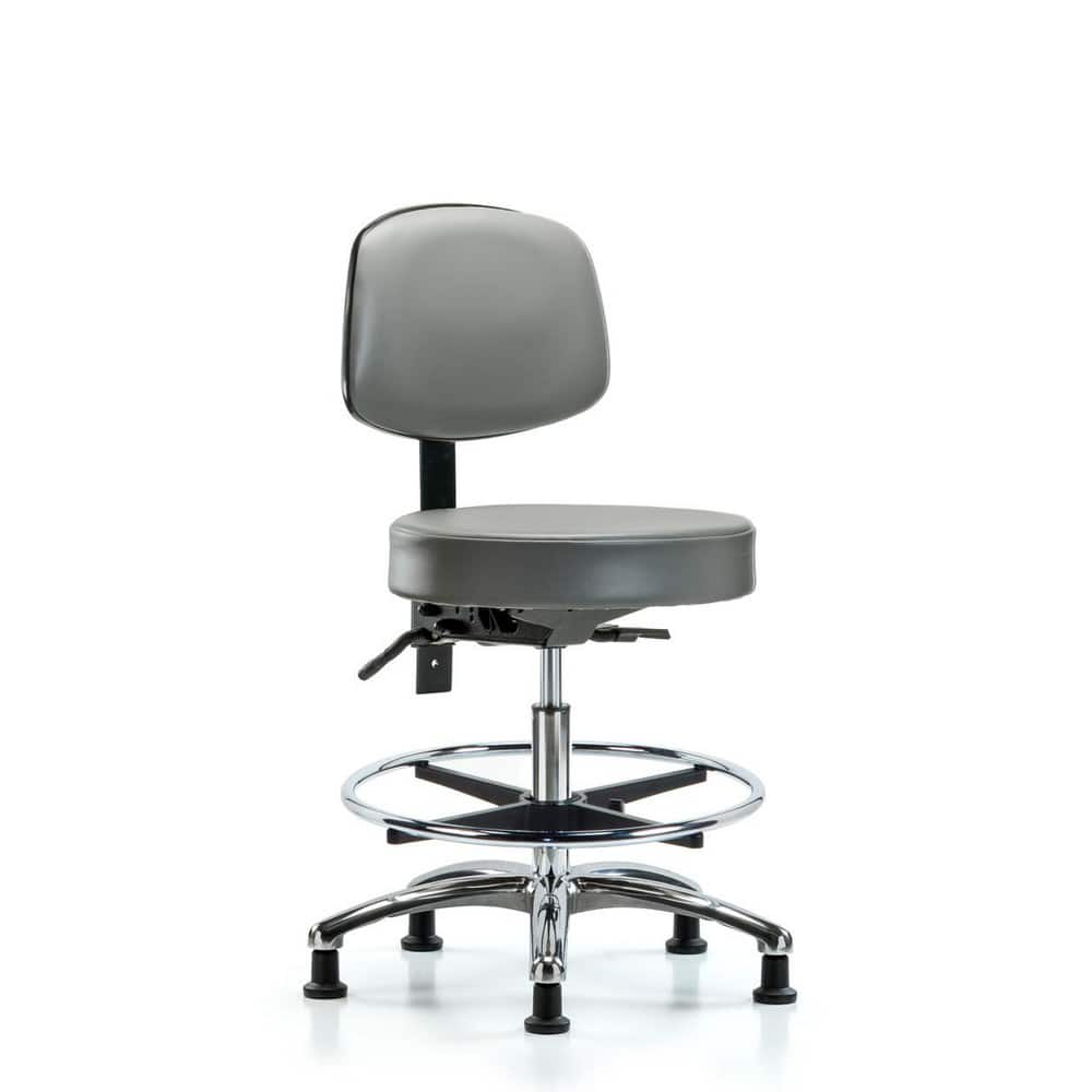 Lab Stool: Vinyl, 25″ Seat Width, 25″ Seat Depth Round Height