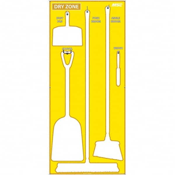 30 x 68″ Aluminum Shadow Board 1 Panel, 5 Hooks, Yellow/White