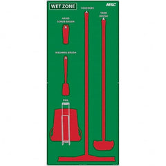 30 x 68″ Aluminum Shadow Board 1 Panel, 5 Hooks, Green/Red