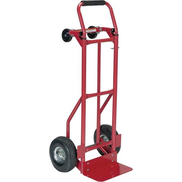 Vestil - 500 Lb Capacity 36" OAH Hand Truck - Dual Grip Handle, Steel, Pneumatic Wheels - Benchmark Tooling