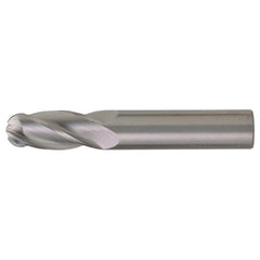 ‎5/16″ Dia. × 5/16″ Shank × 1-1/8″ DOC × 3″ OAL, Carbide TiAlN, Spiral , 4 Flute, CW Helix, Round, Ballnose End Mill - Exact Industrial Supply