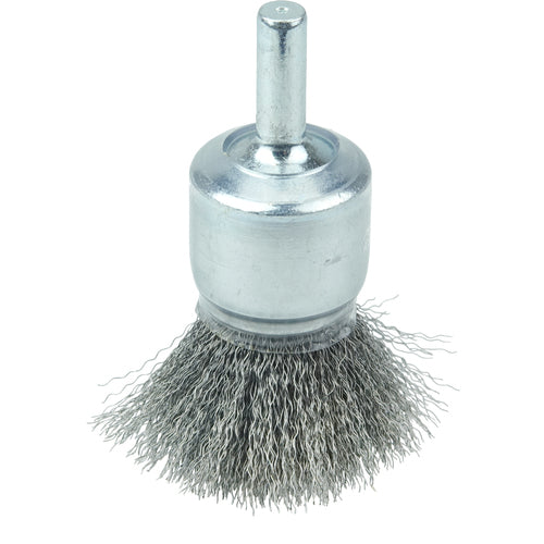 3/4″ Coated Cup Crimped Wire End Brush, .006″ Steel Fill - Benchmark Tooling