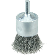 1″ Coated Cup Crimped Wire End Brush, .006″ Steel Fill - Benchmark Tooling